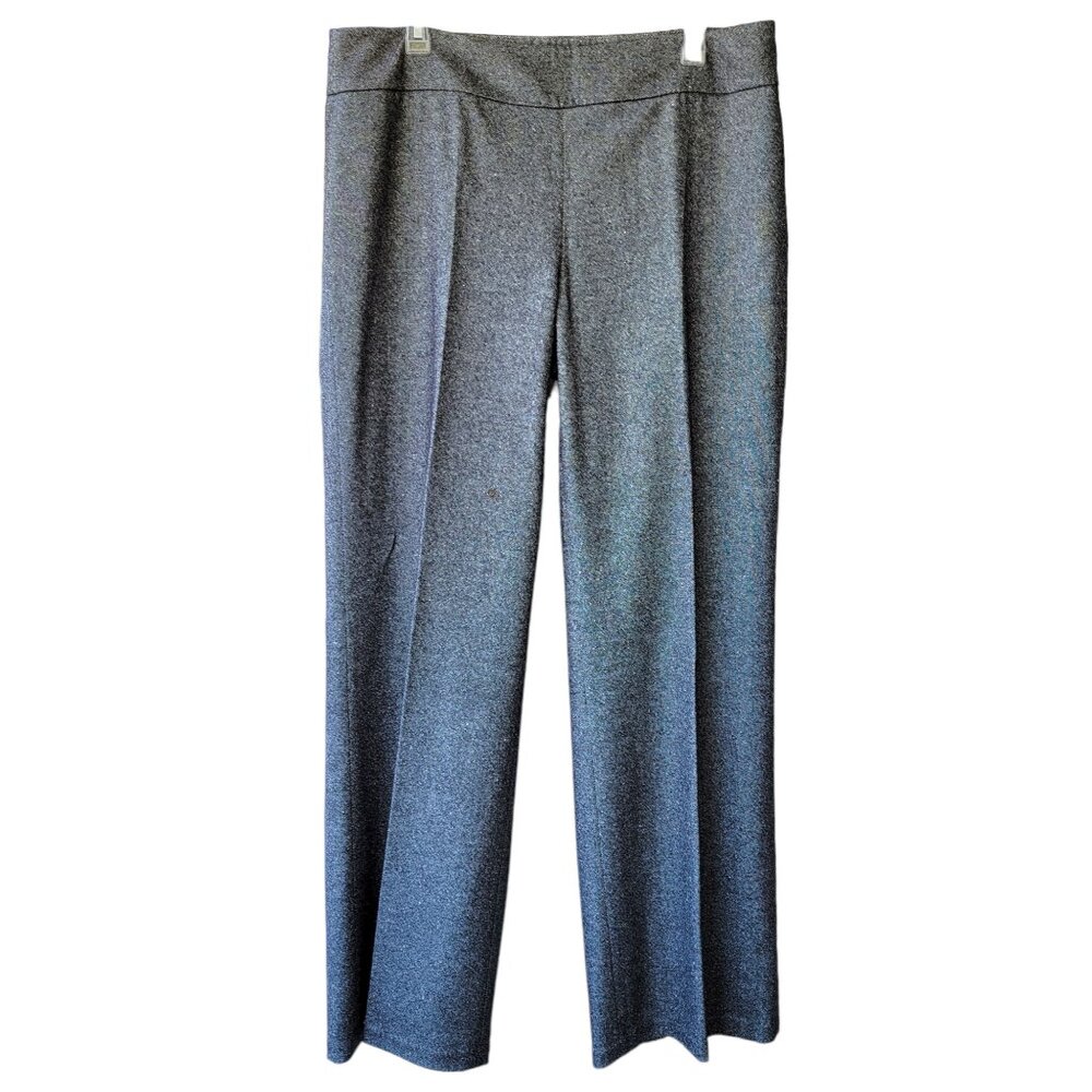 Talbots grey wool blend tweed trousers classic wide leg wide waist lined 12
